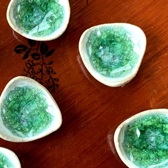 RARE Vtg Natural Stone Ceramic Mini Chopstick Rest Holder Set 12pcs Handmade - Picture 6 of 10